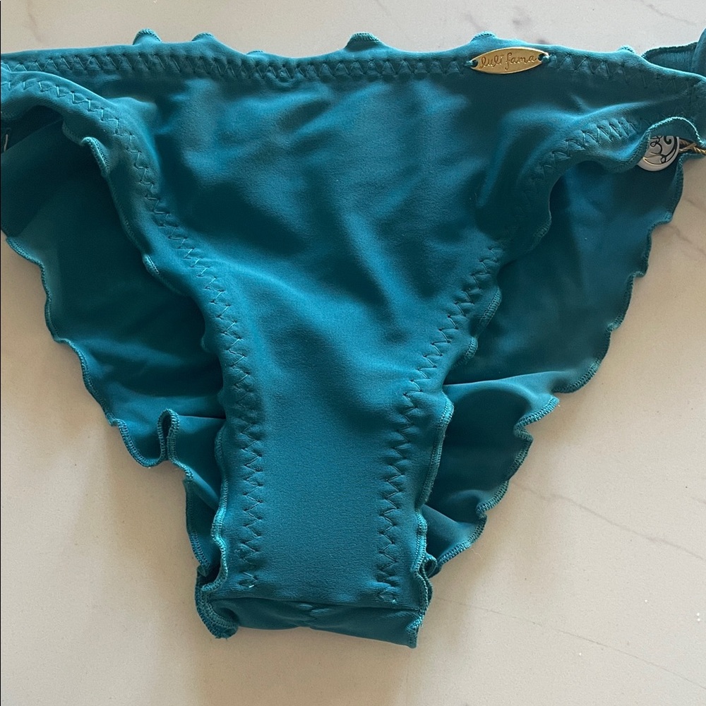 Luli Fama Turquoise Bikini Bottom with Ruffles